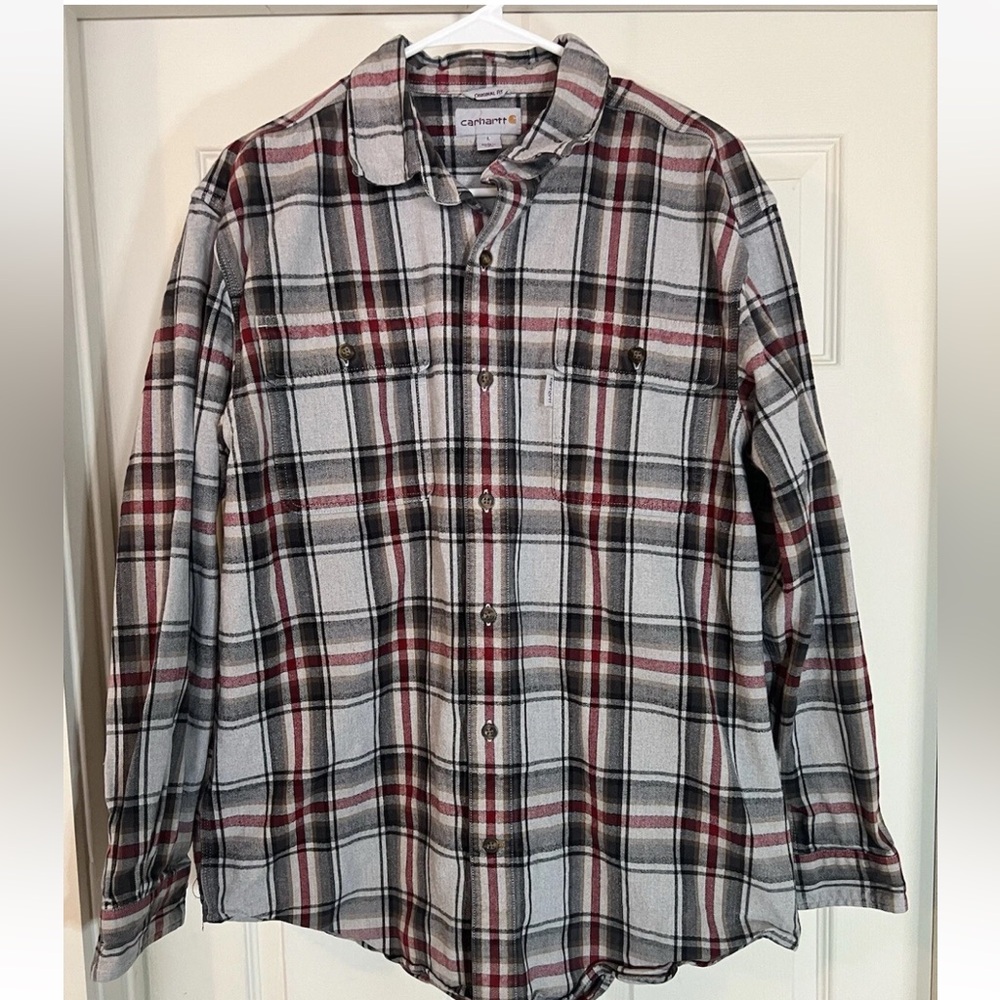 Carhartt Mens Rugged Flex LS Relaxed Fit Flannel Work Shirt Plaid Size Large L